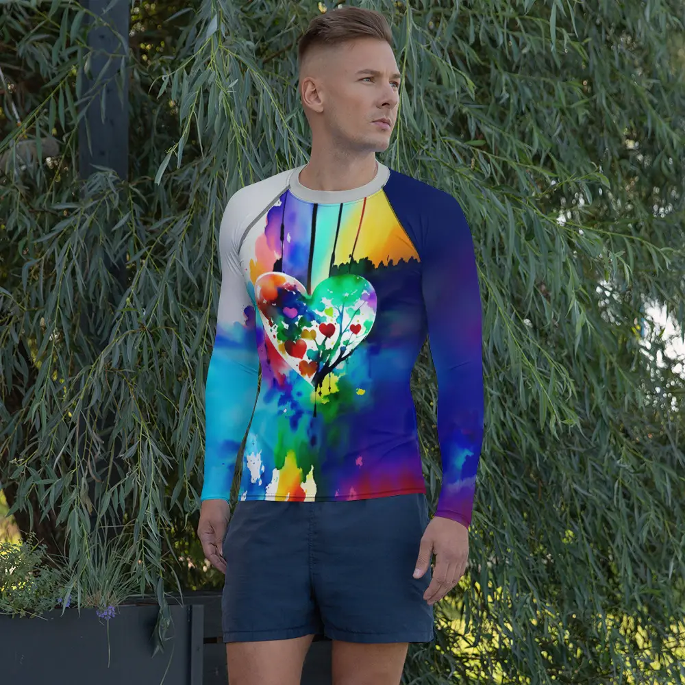 painted heart ! men's rash guard